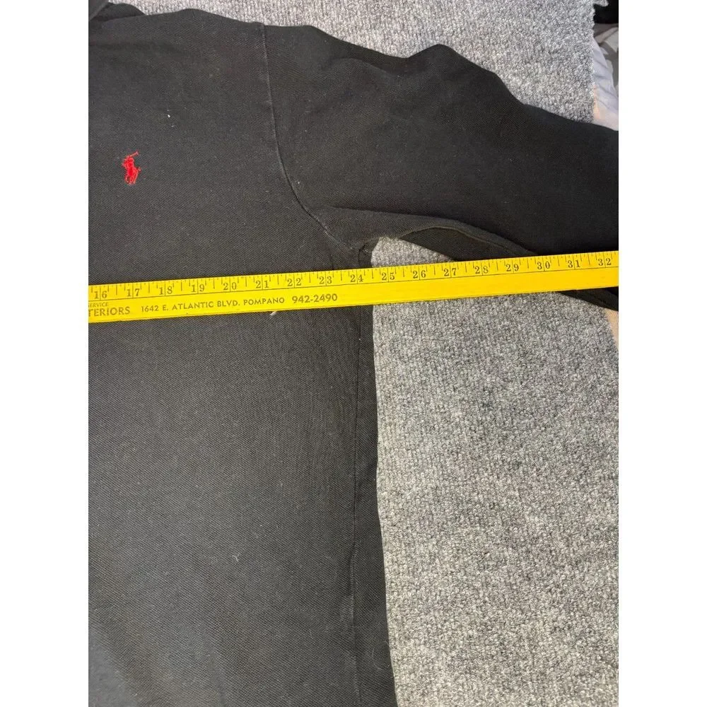 Polo by Ralph Lauren Polo Shirt Men XL Black Knit High Low Slit Long Sleeve Pony